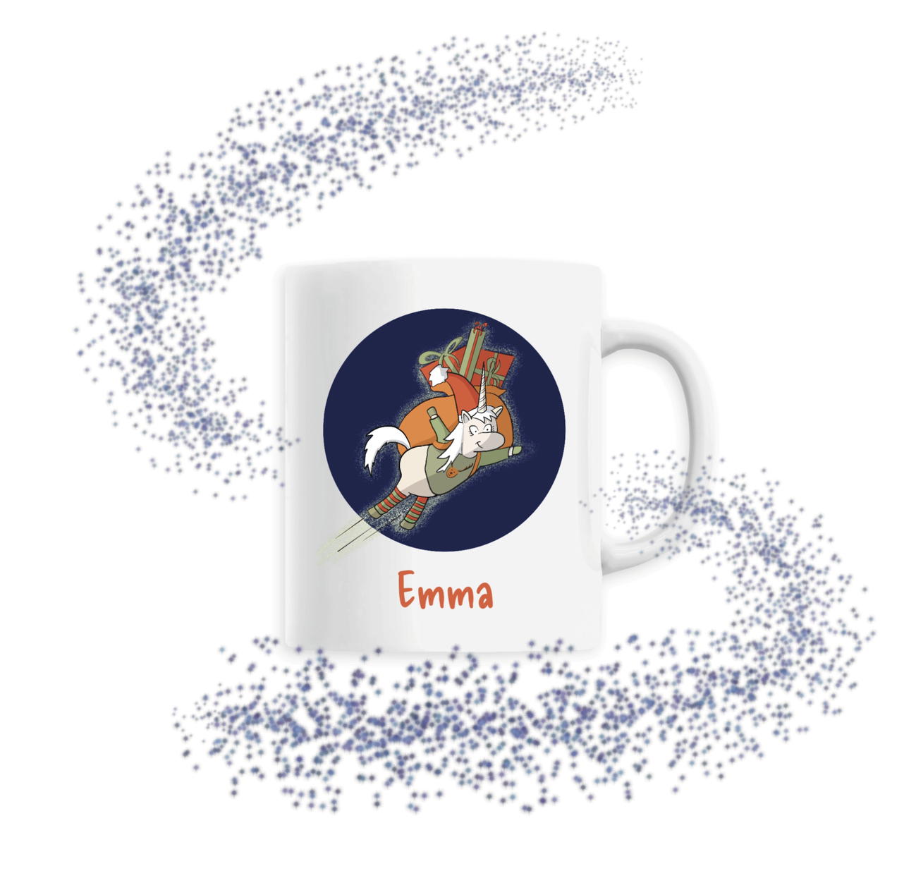 Image front Tasse licorne de noël personnalisable