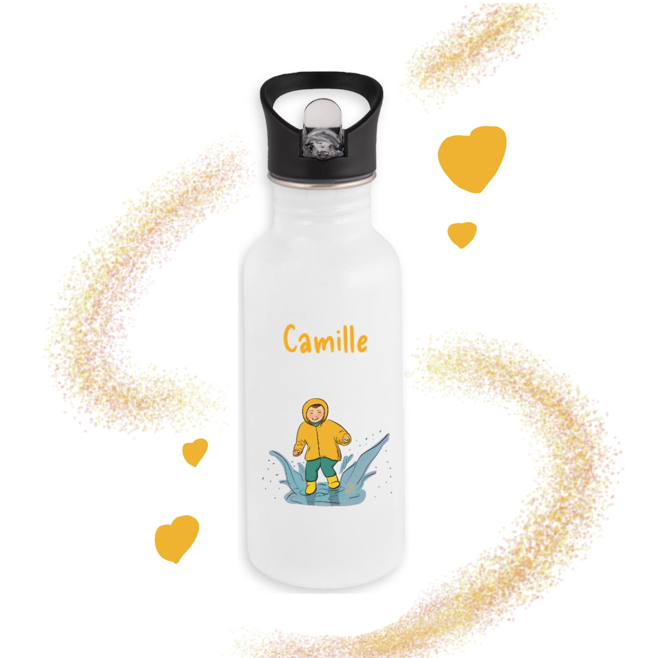 Image front Gourde inox flaque d’eau personnalisable 