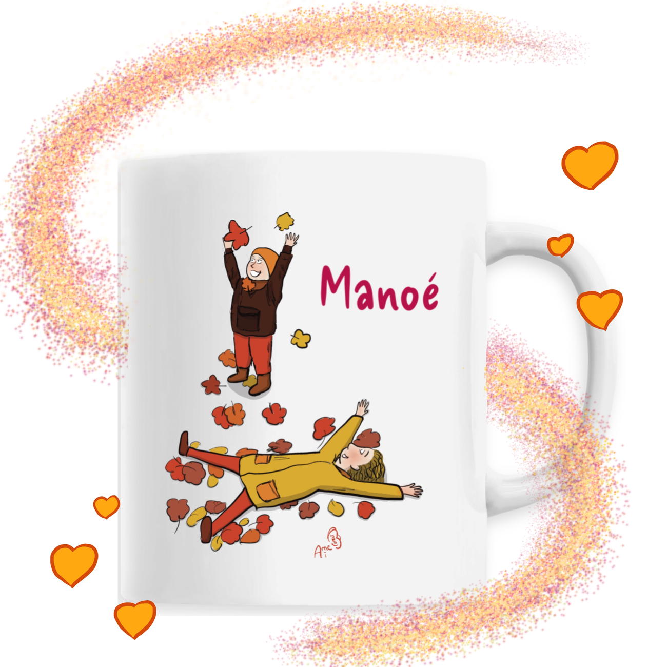Image front Tasse feuilles d’automne personnalisable