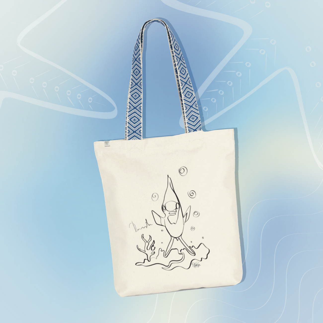 Image back Tote bag ethnique demoiselles a 3 bandes 