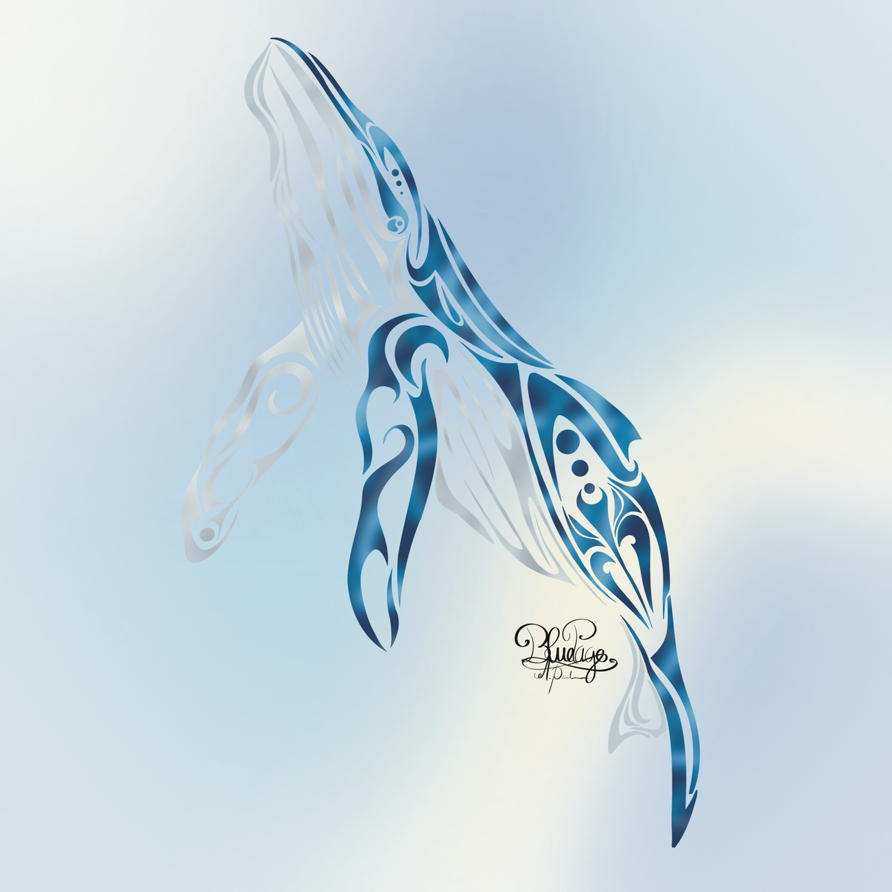 Image back Bob recyclé - tribal baleine 