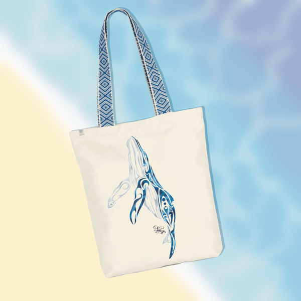 Image front Tote bag ethnique baleine tribale 