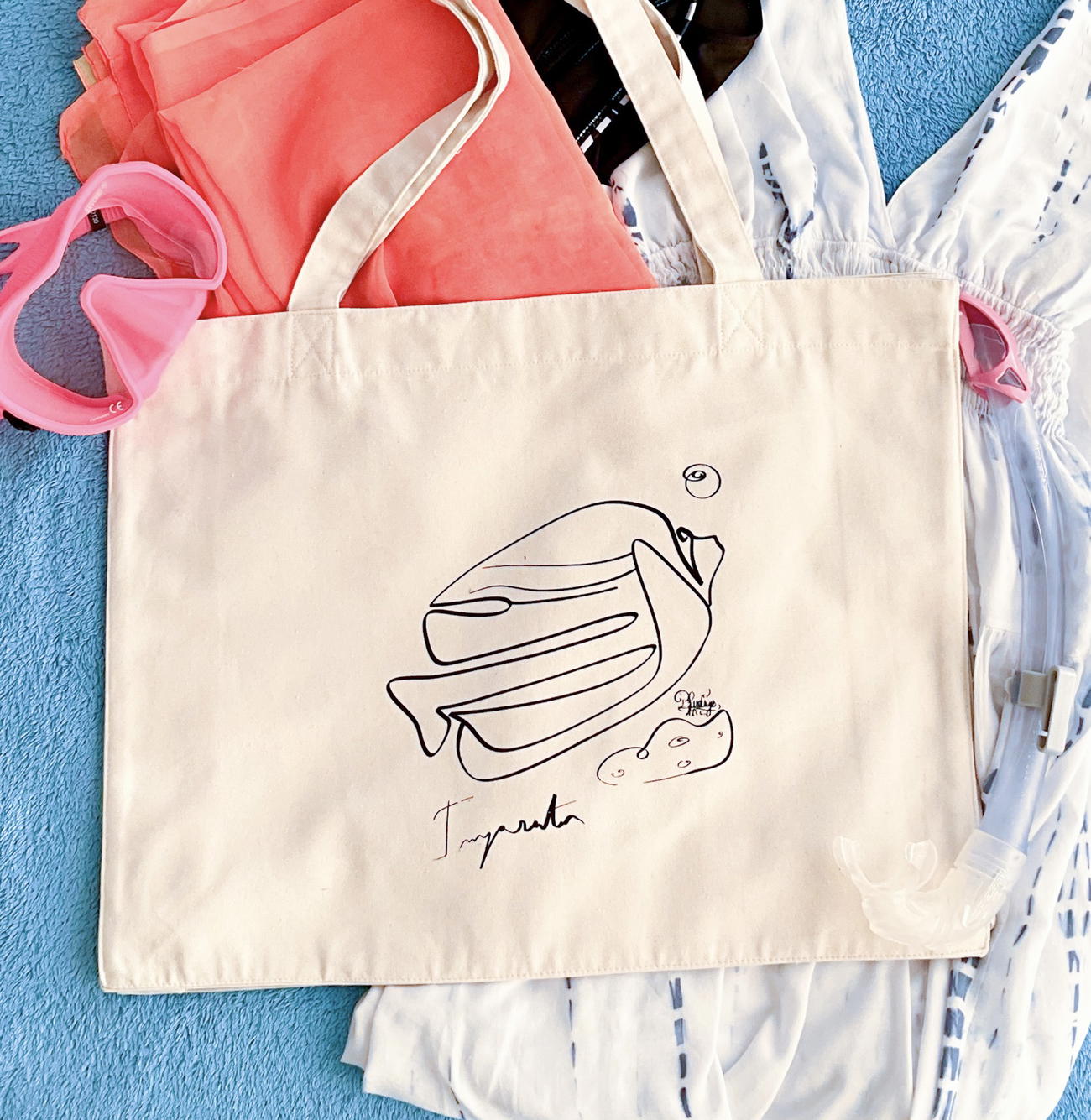 Image back Grand Tote bag poisson ange empereur 