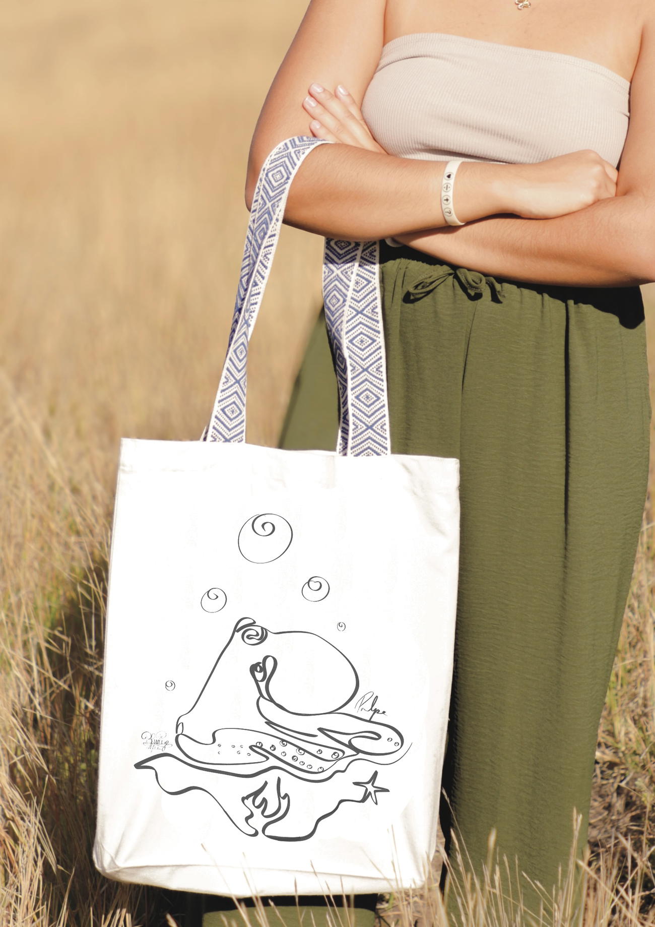 Image front Tote bag ethnique poulpe