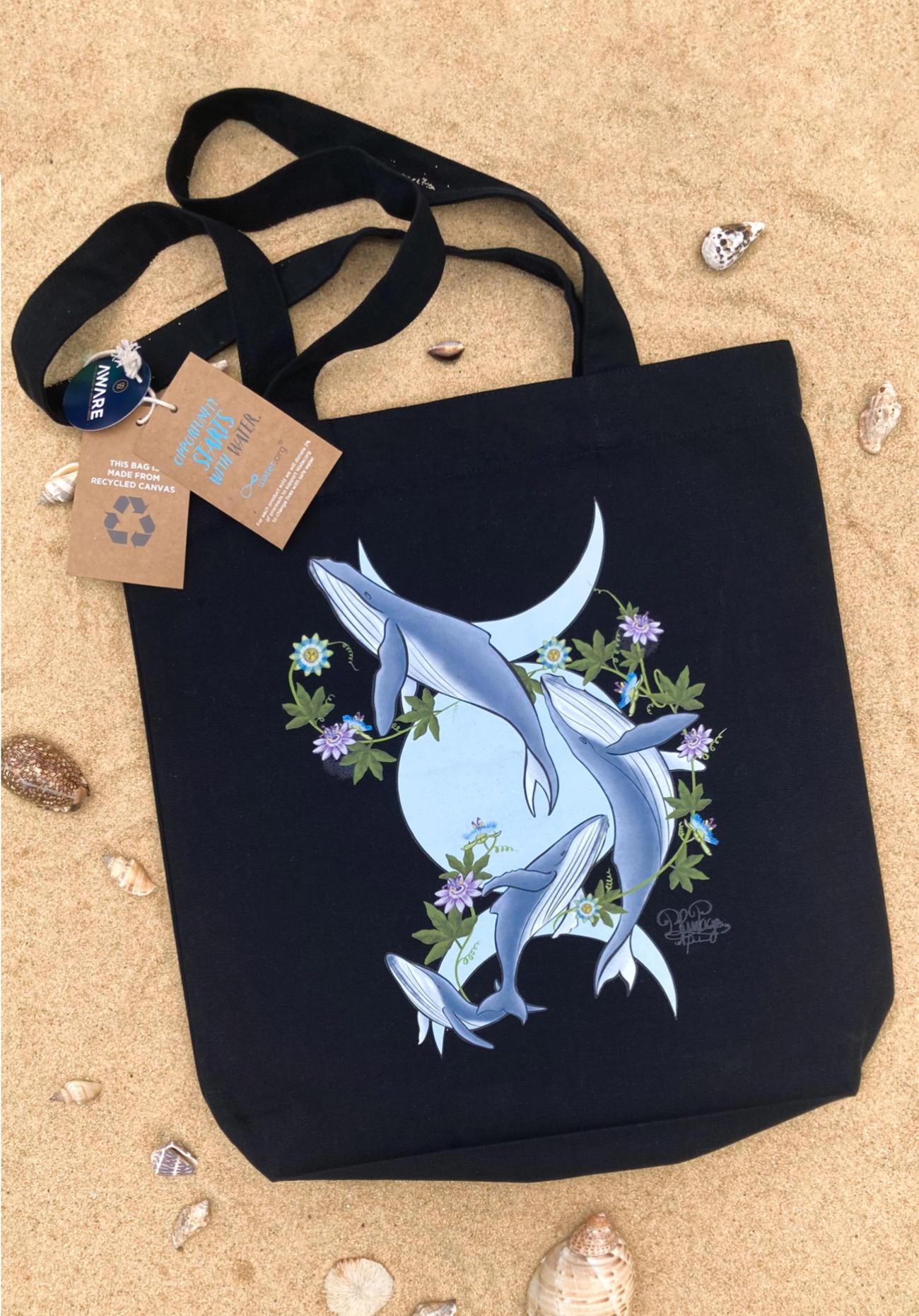 Image front Tote bag épais - baleine famille et passion 