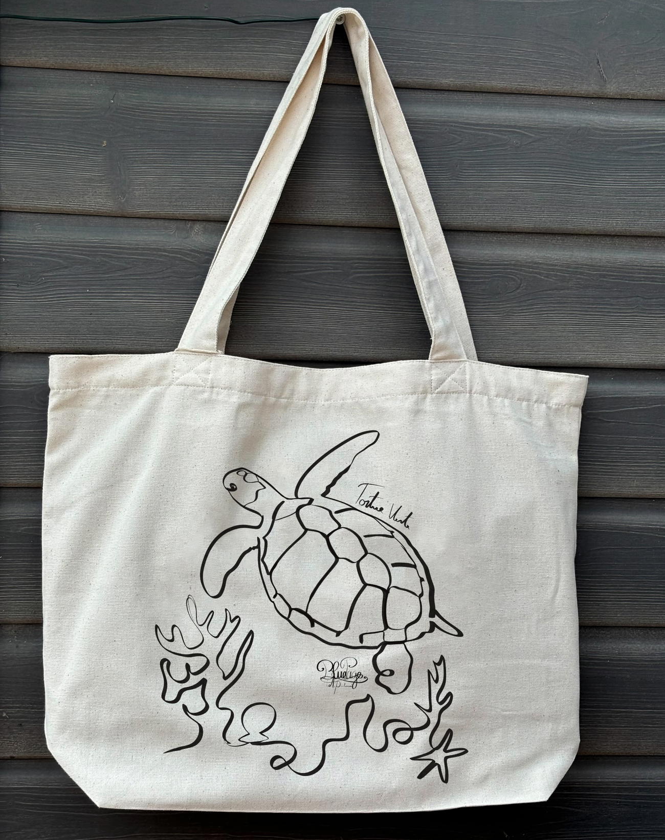 Image front Grand Tote bag tortue marine oneline