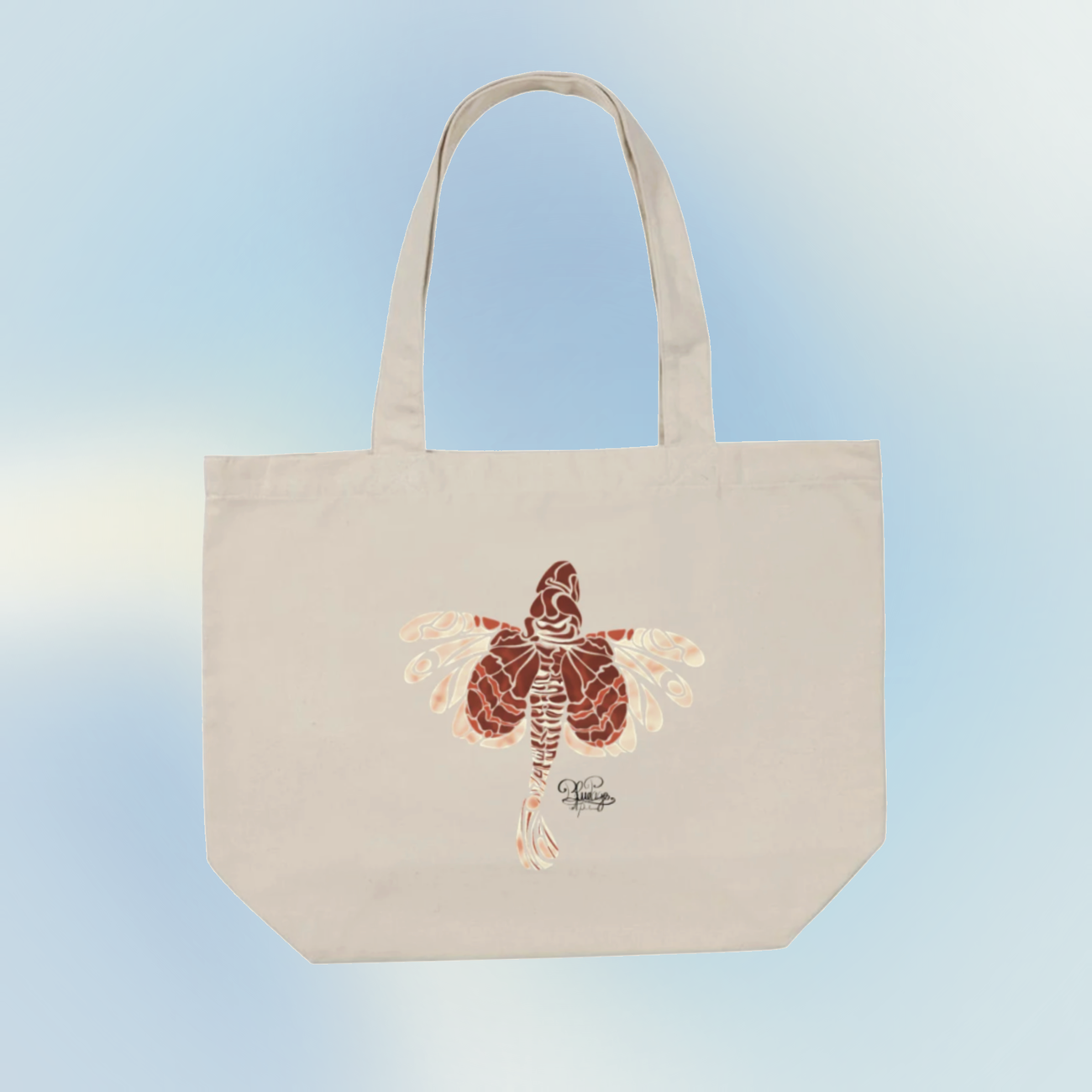 Image front Grand Tote bag- tribal poisson lion (ptéroïs)