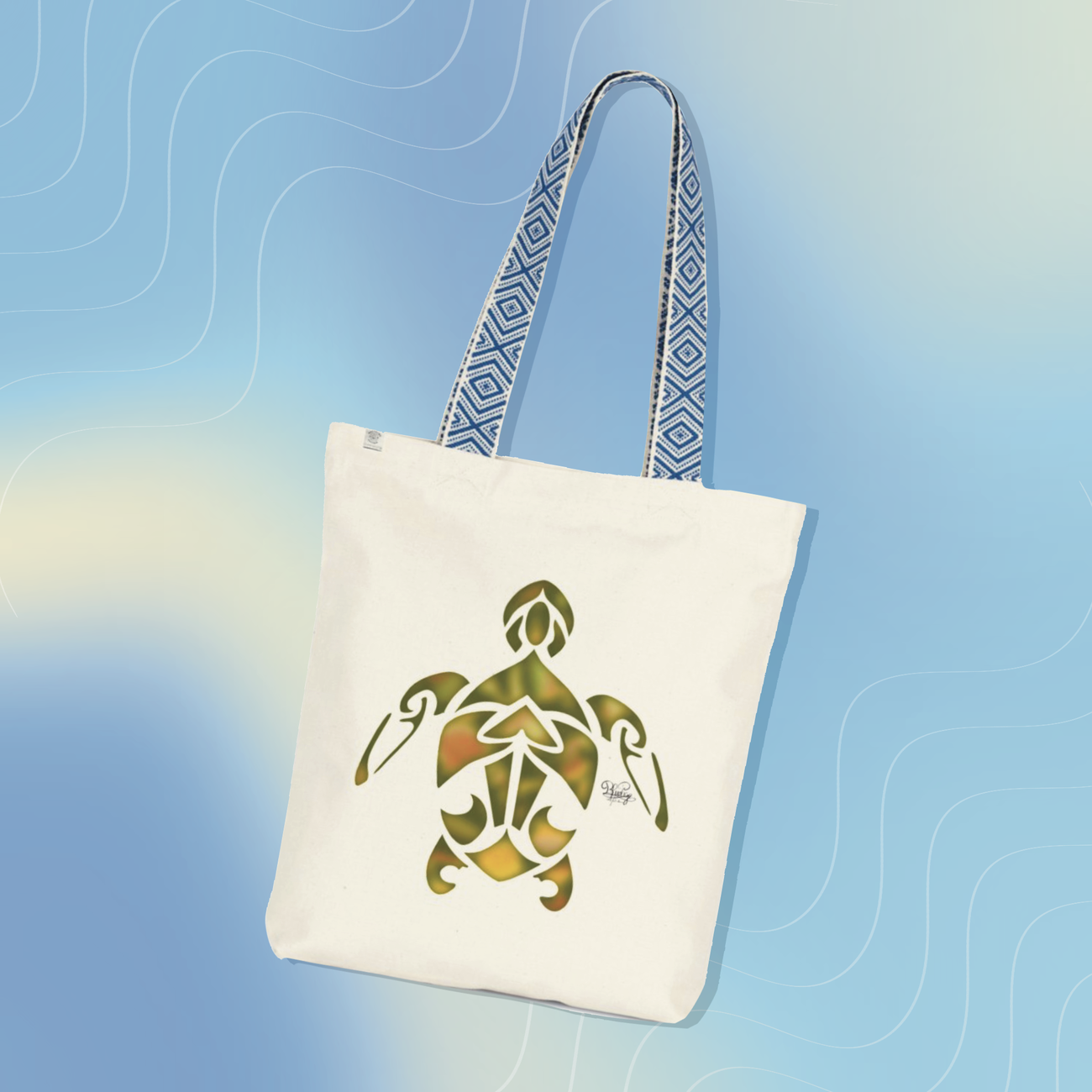 Image front Tote bag ethnique tortue tribal 