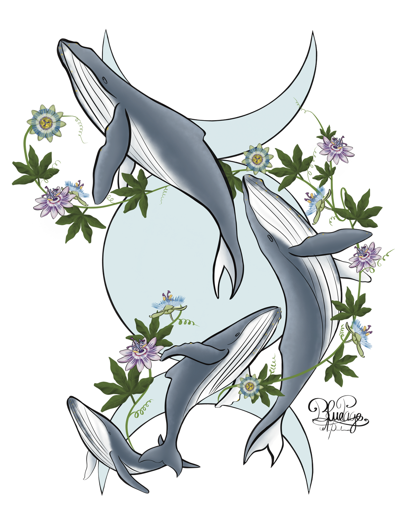 Image back Tote bag ethnique- baleine famille et passion 