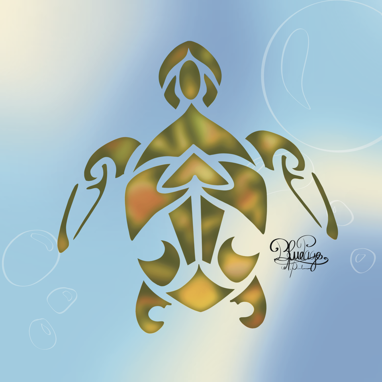 Image back Casquette recyclée -tribal tortue marine 