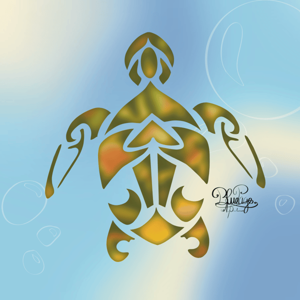 Image back Casquette recyclée -tribal tortue marine 