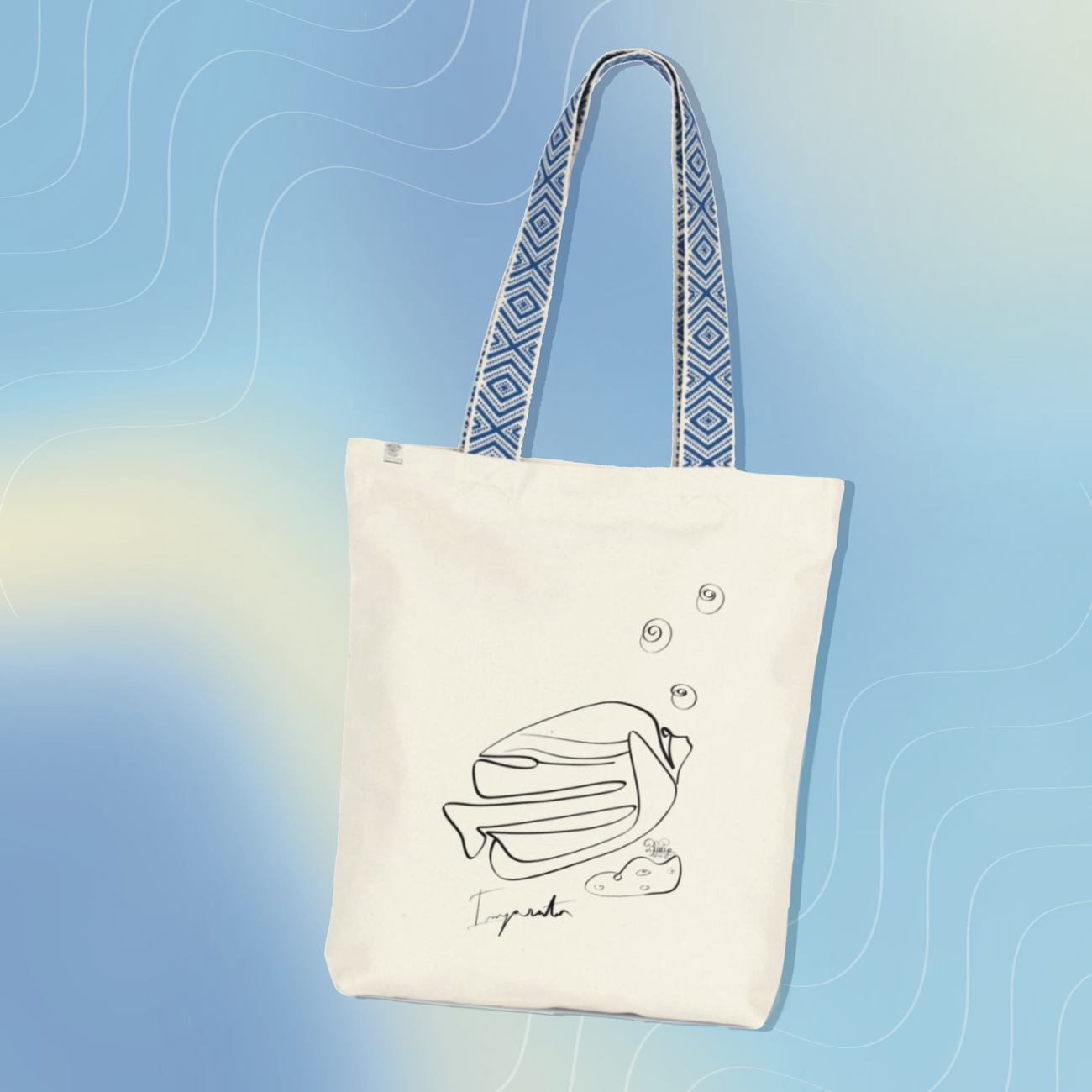 Image front Tote bag ethnique poisson ange empereur 