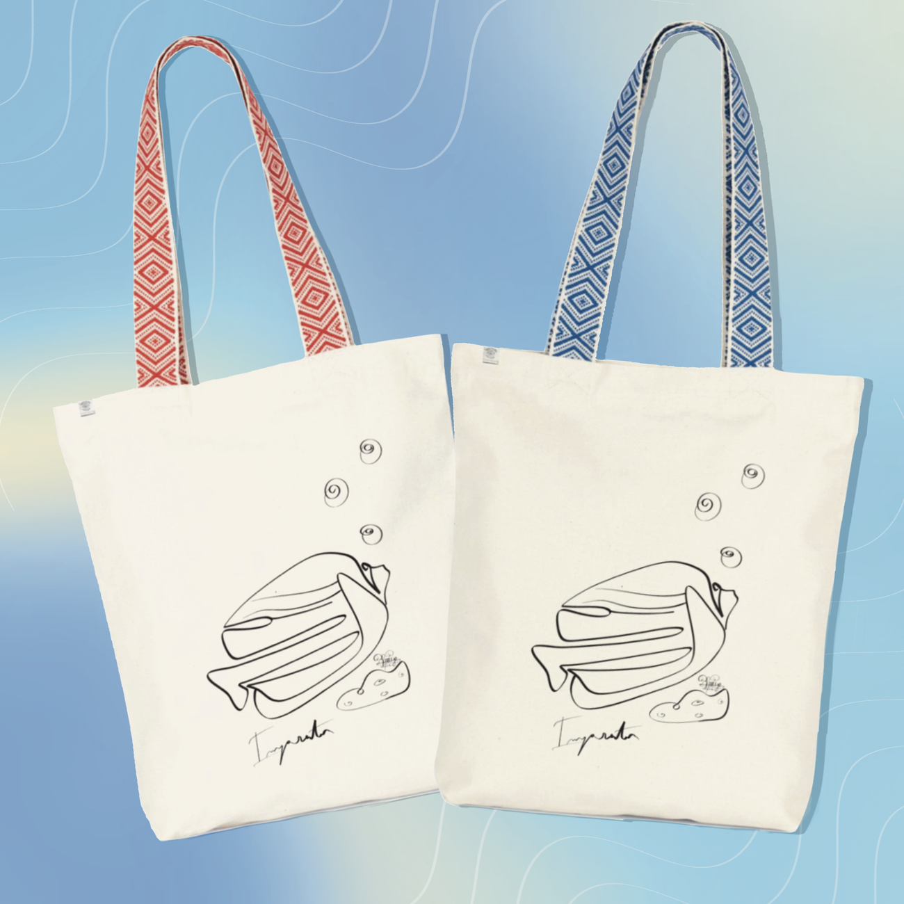 Image back Tote bag ethnique poisson ange empereur 