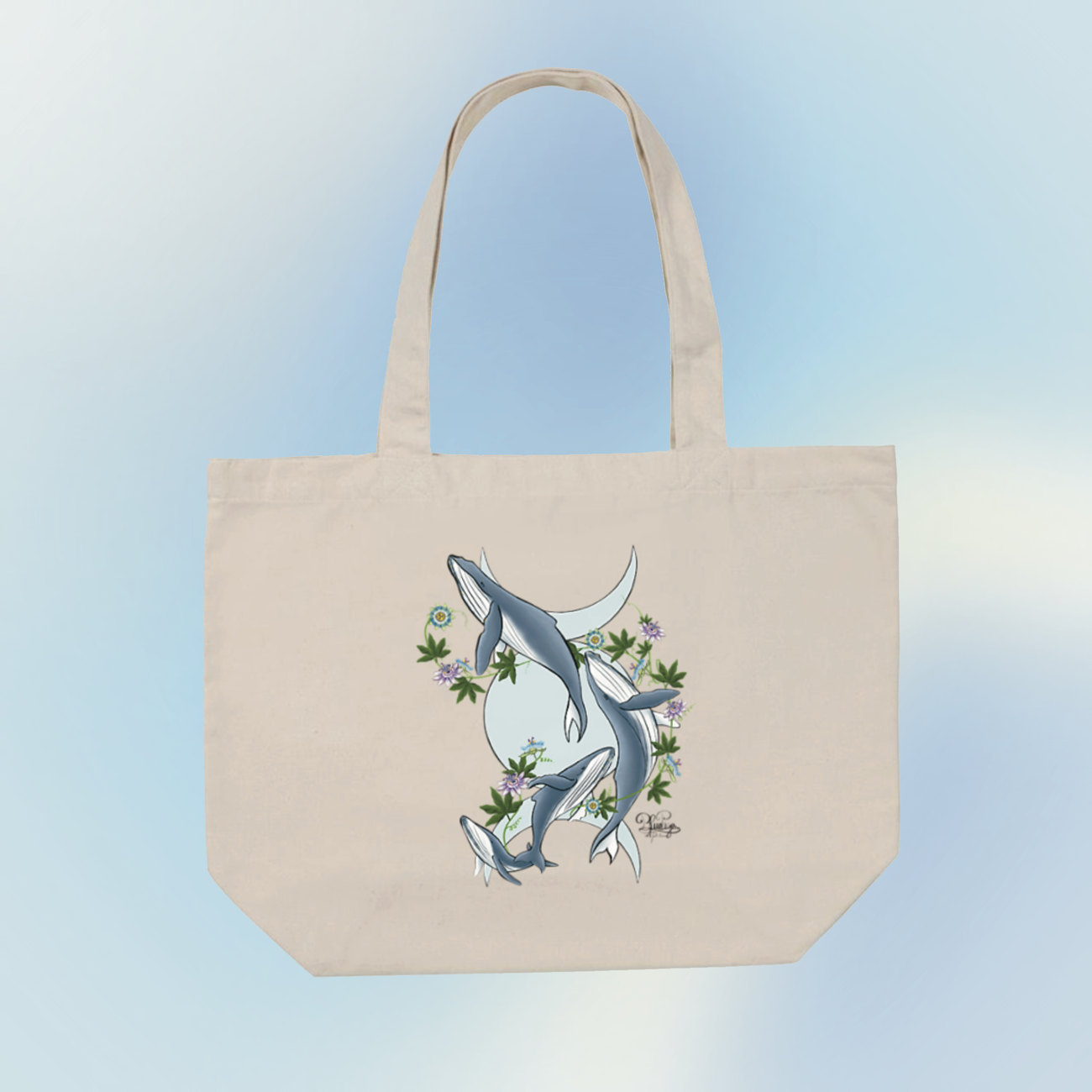 Image front Grand Tote bag - baleine famille et passion 