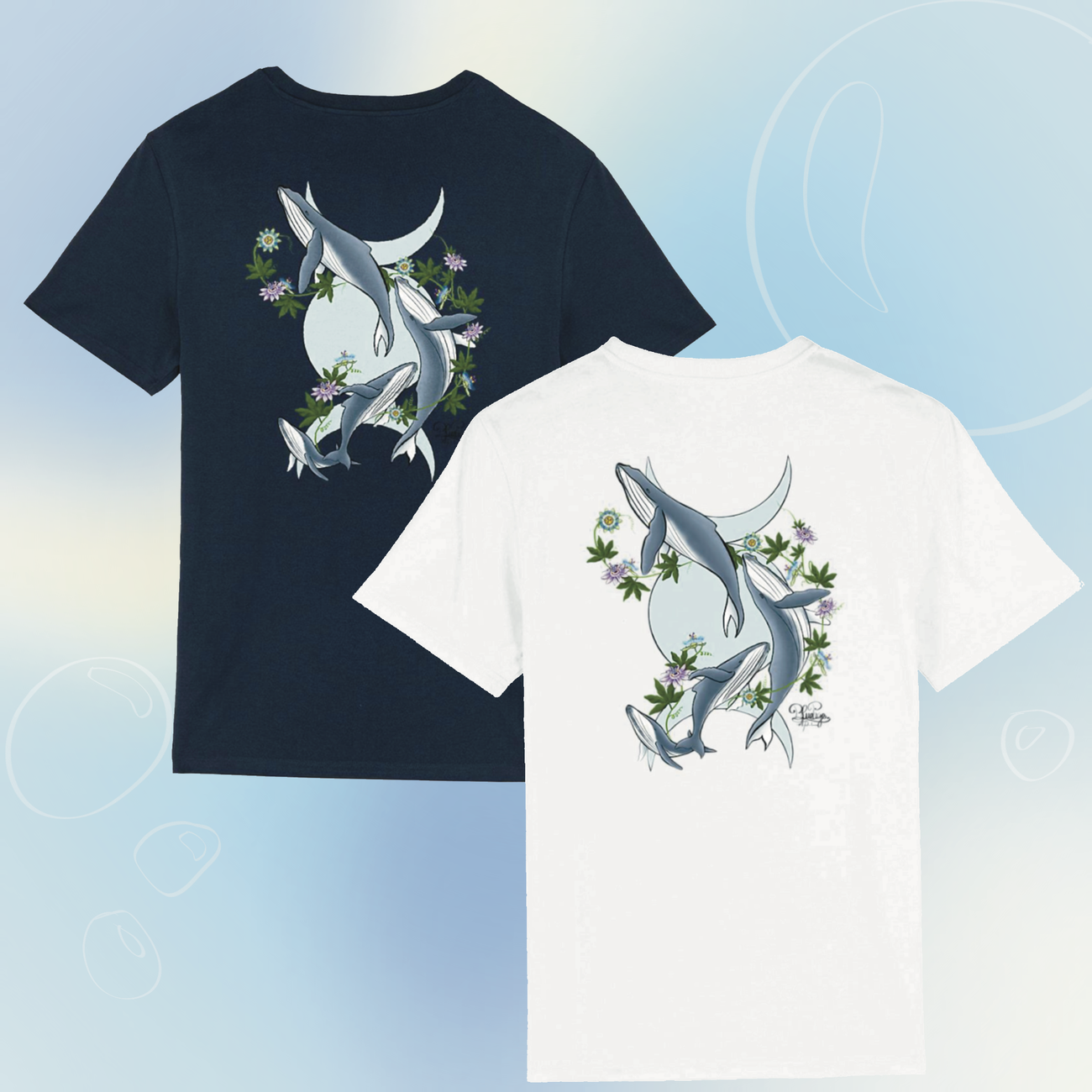 Image front T-shirt- baleines à bosse famille et passion 