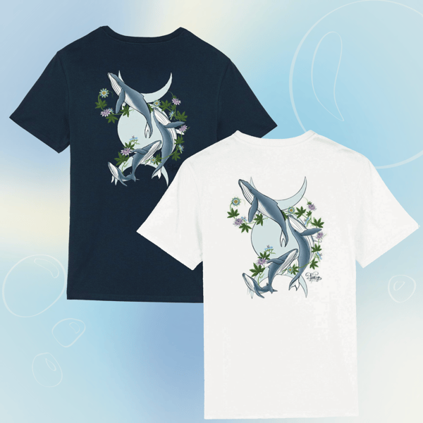 Image front T-shirt- baleines à bosse famille et passion 