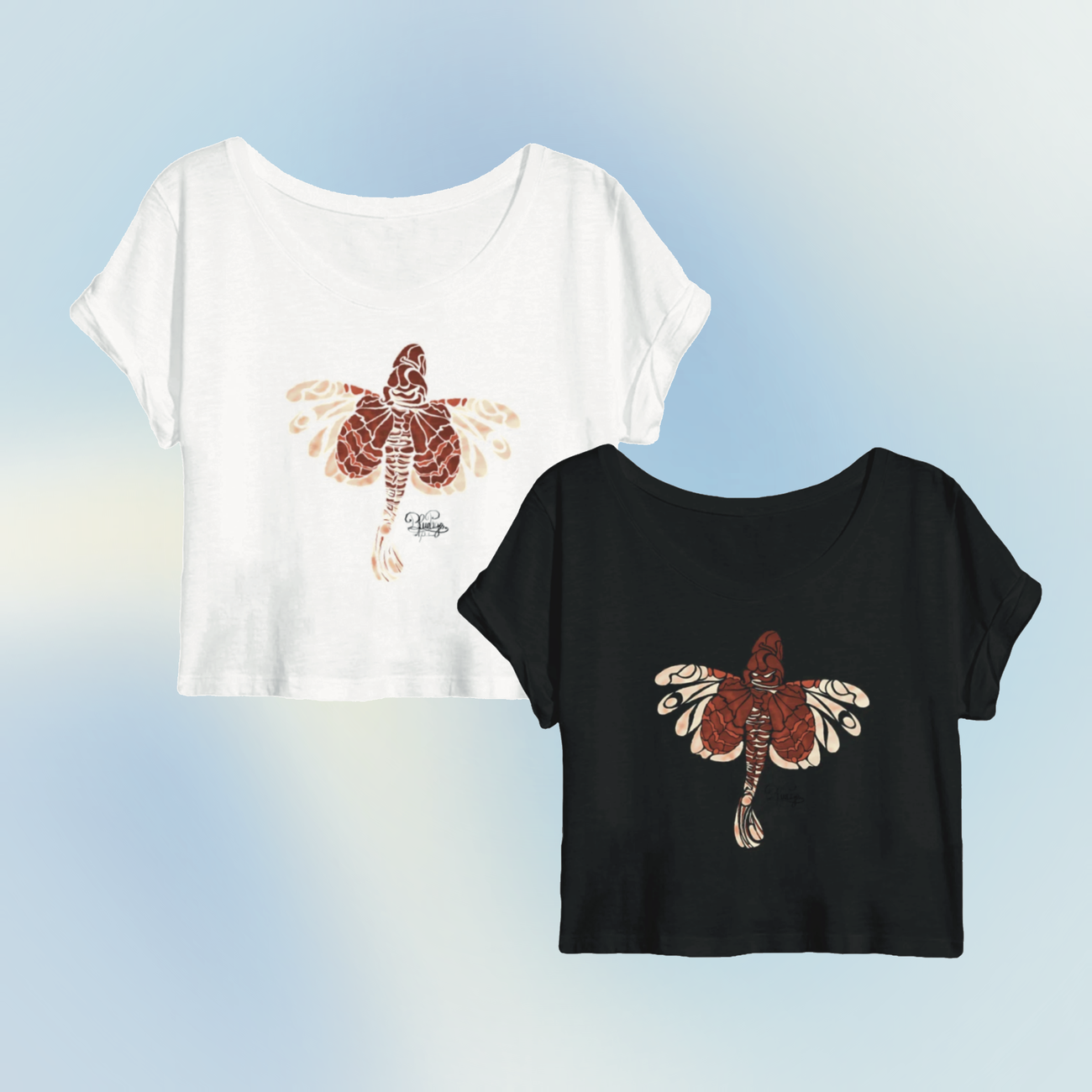 Image front Crop top - tribal poisson lion (ptéroïs)