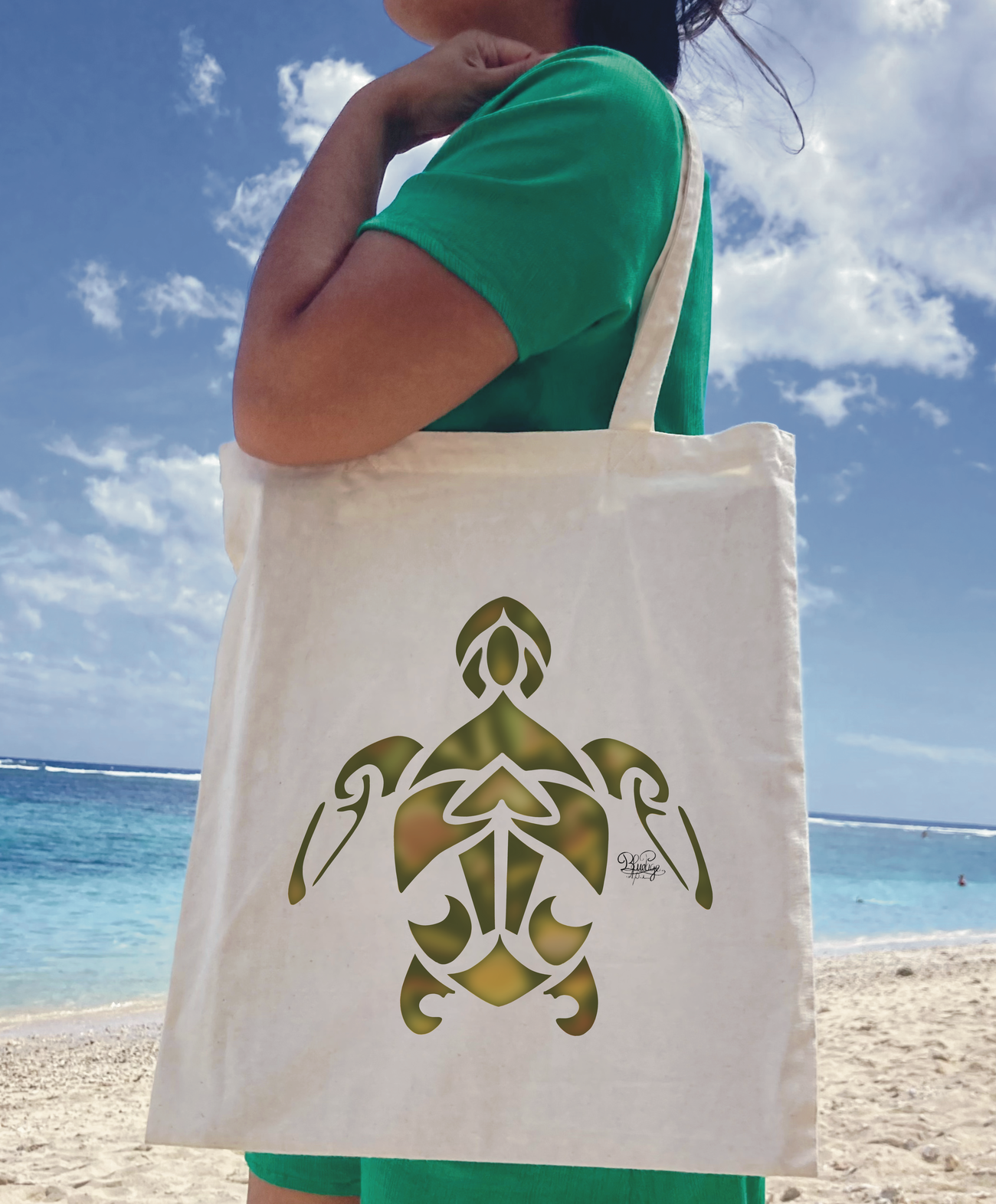 Image front Tote bag tribal tortue marine 