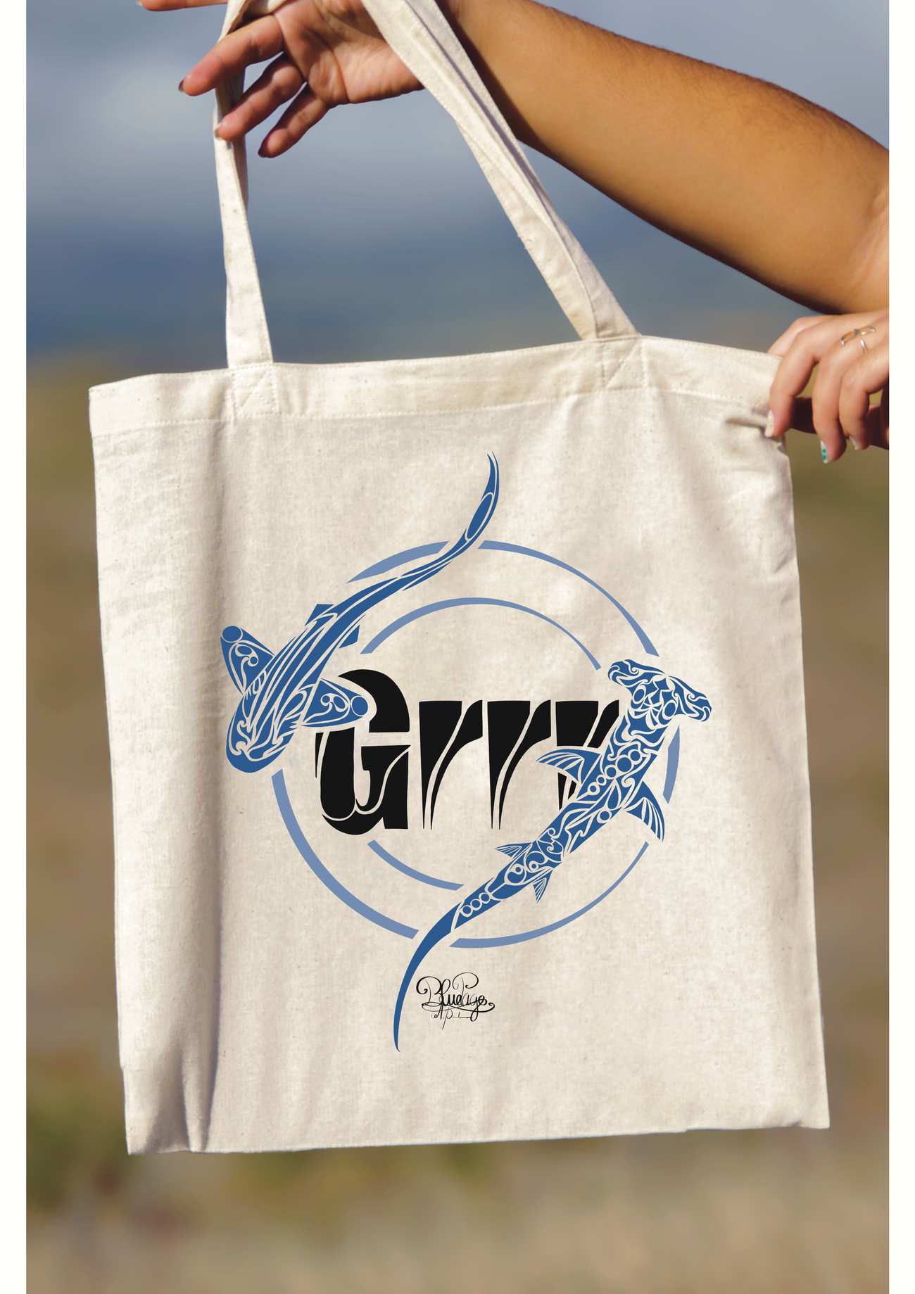Image front Tote bag- grr les requin 