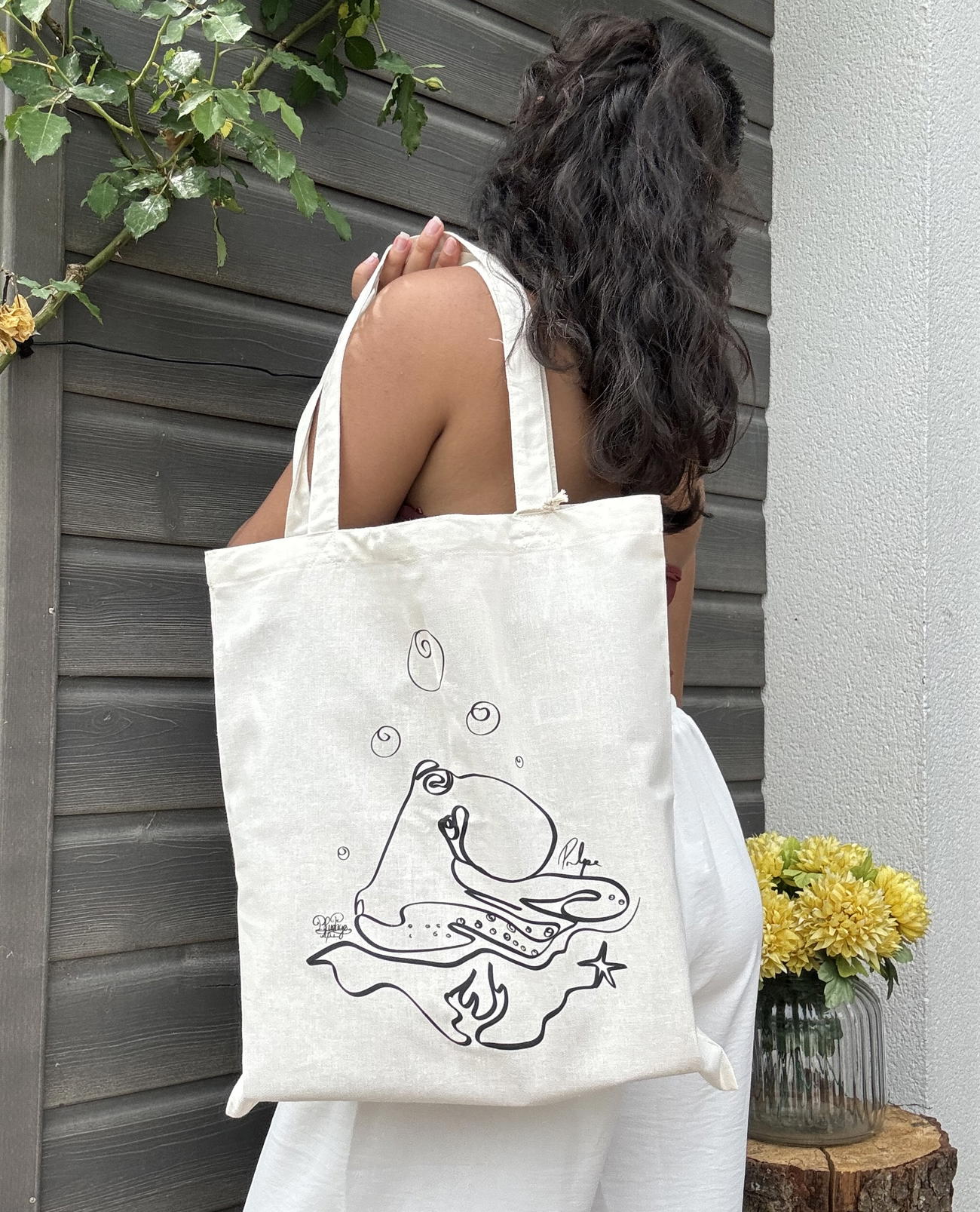 Image front Tote bag poulpe style oneline 