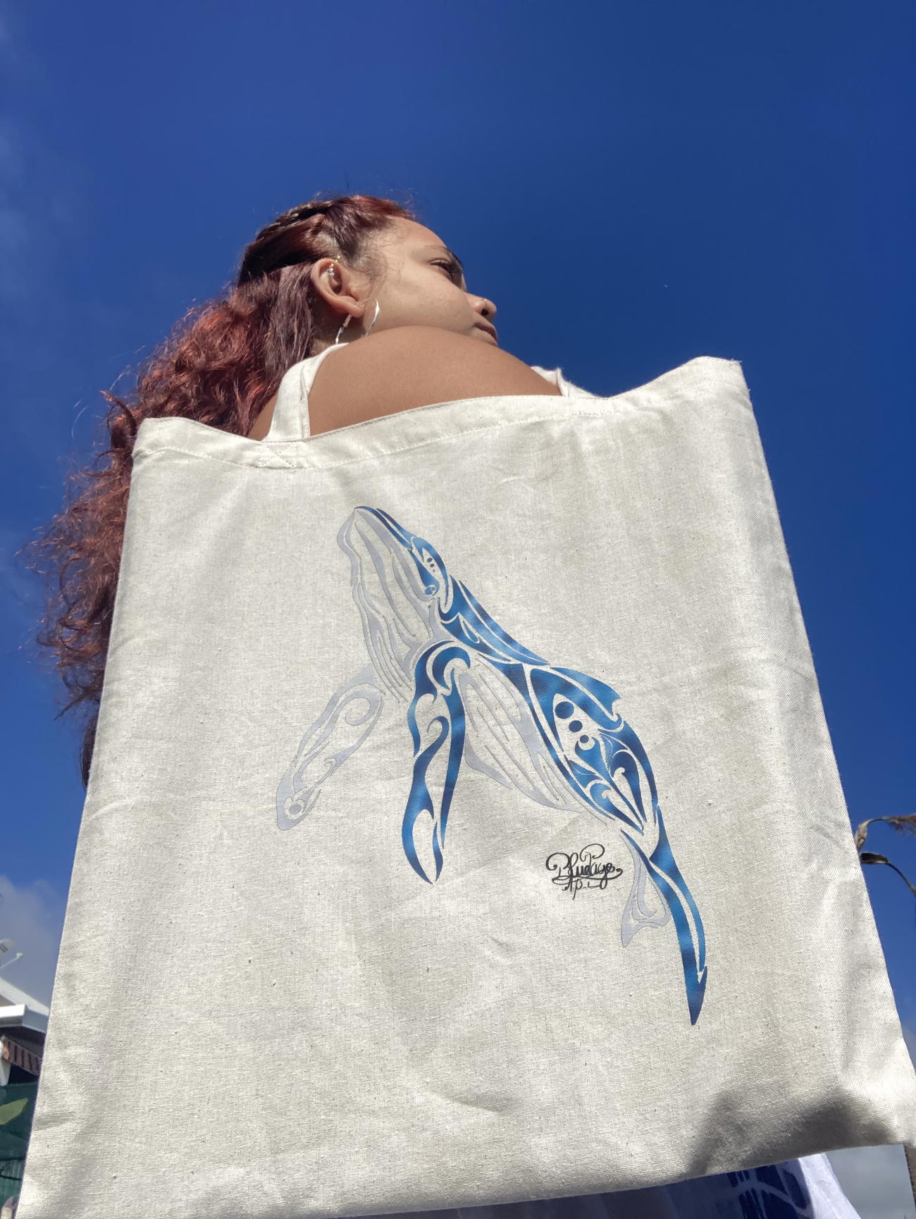 Image front Tote bag baleine tribal 