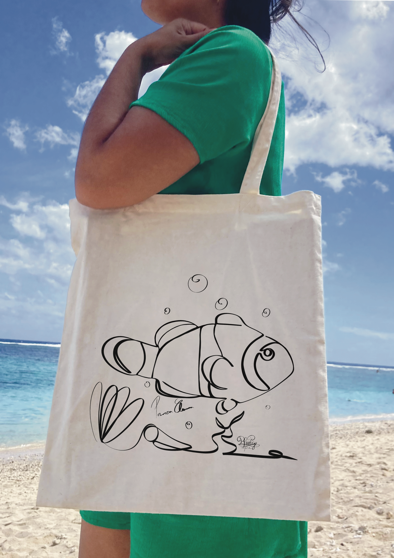Image front Tote bag poisson clown style one Line 