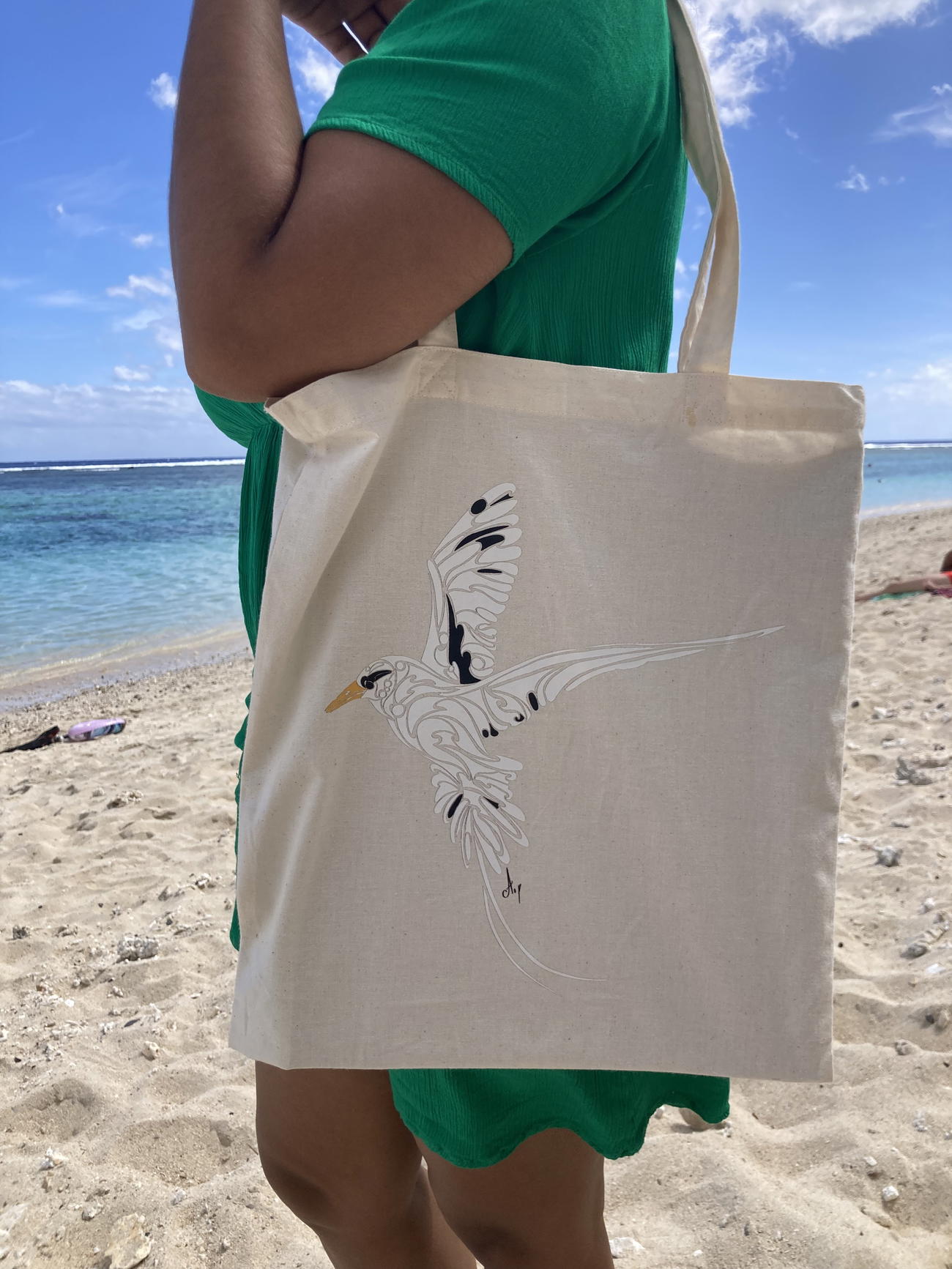Image back Tote bag paille en queue 
