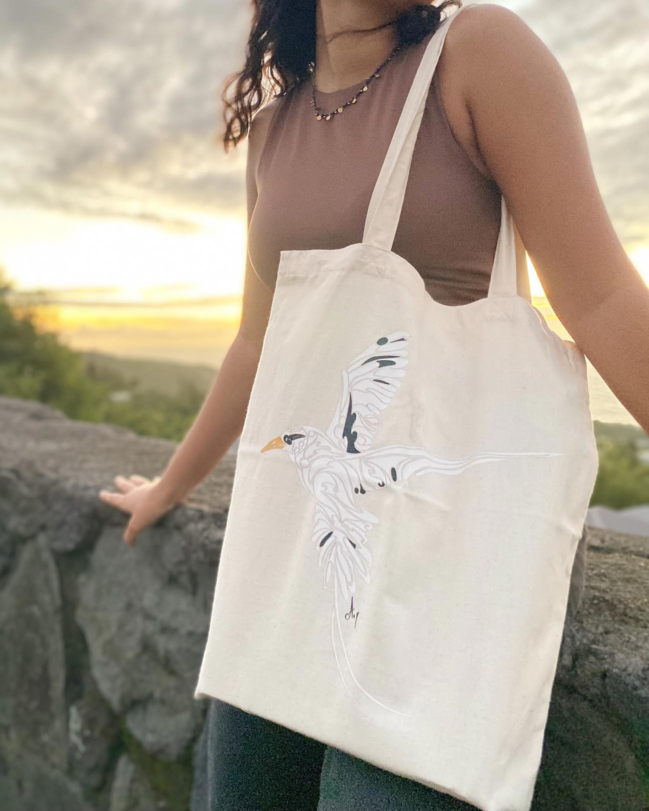 Image front Tote bag paille en queue 