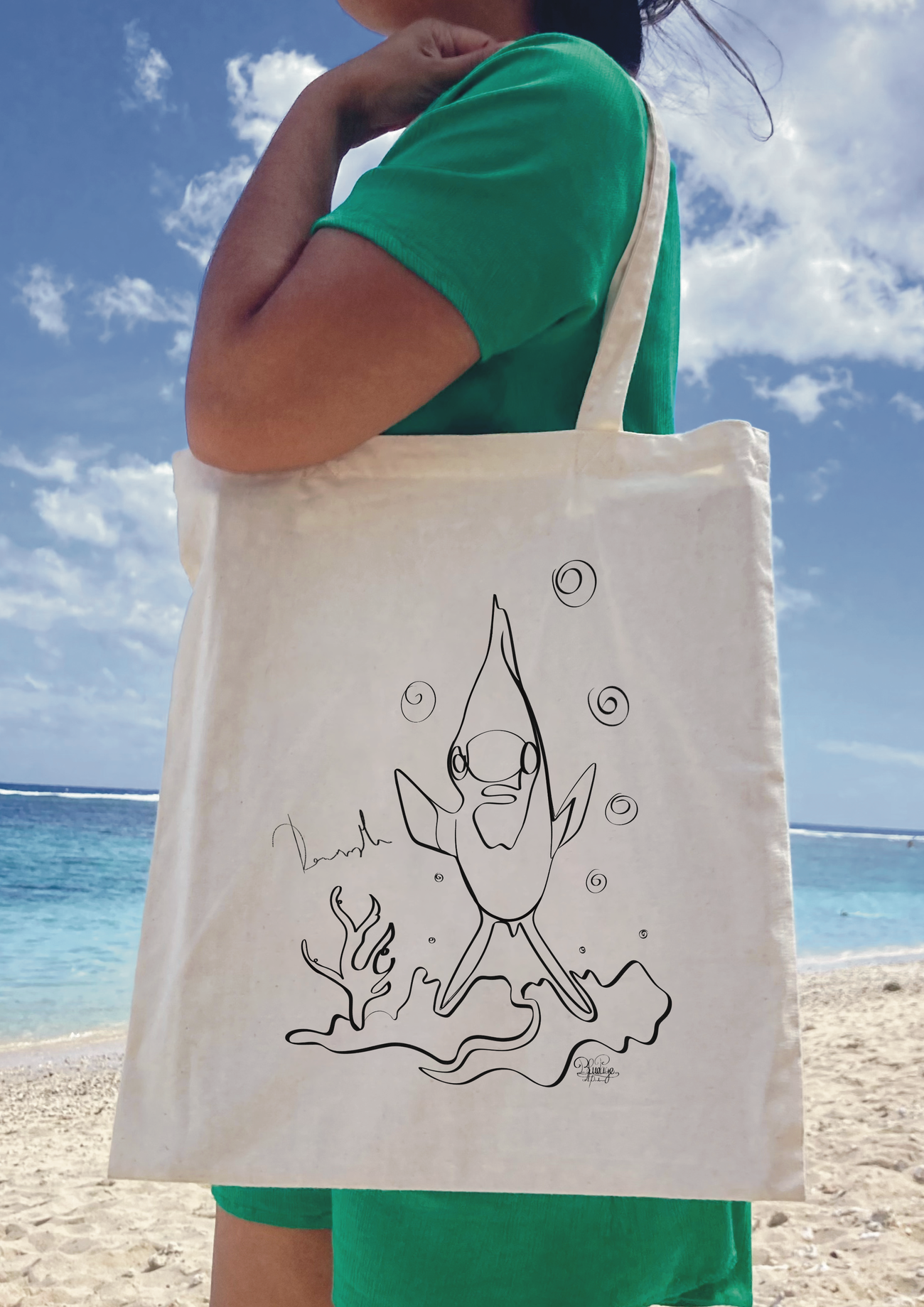 Image front Tote bag poisson demoiselles 