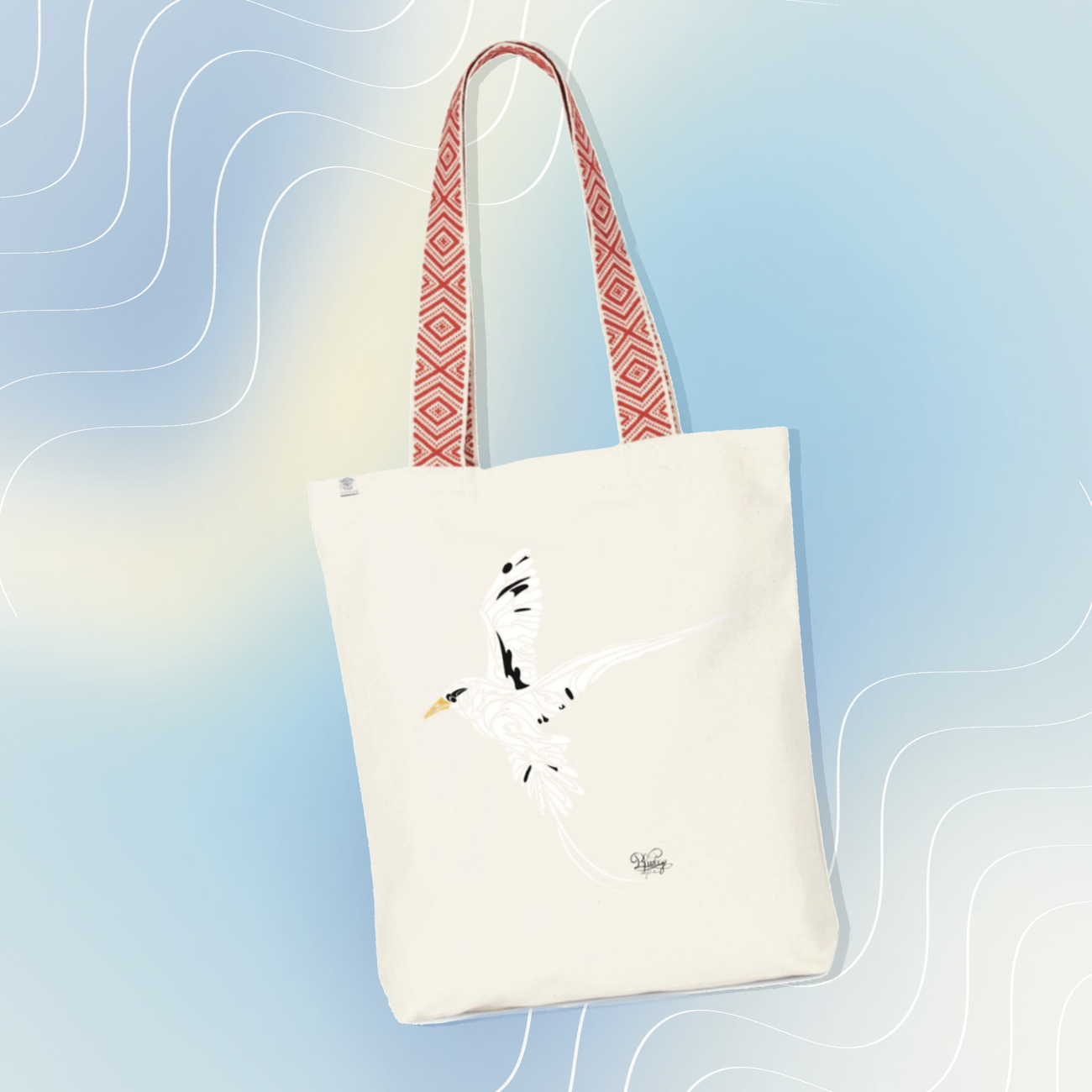 Image back Tote bag ethnique paille en queue 