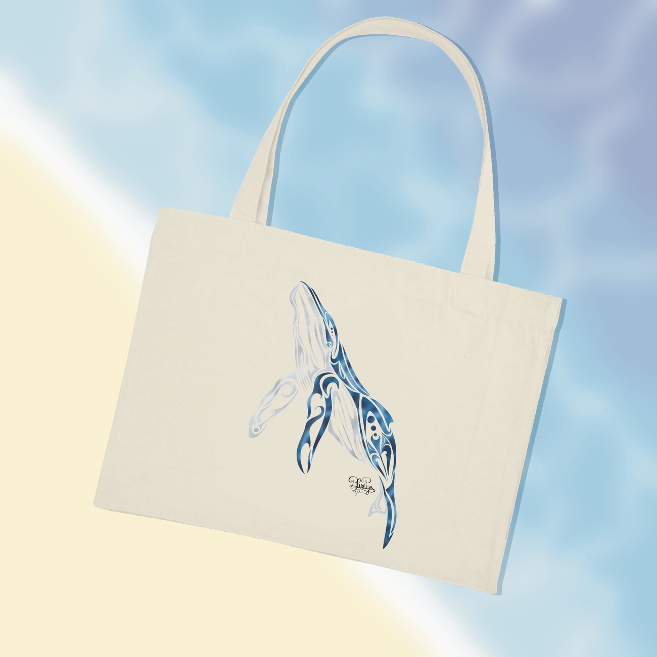 Image front Grand Tote bag Baleines tribal 