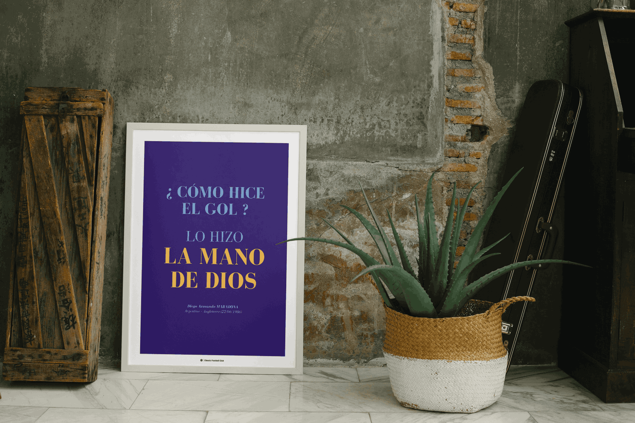 Image back Affiche citation Diego Maradona - Main de Dieu - Foot Nostalgie