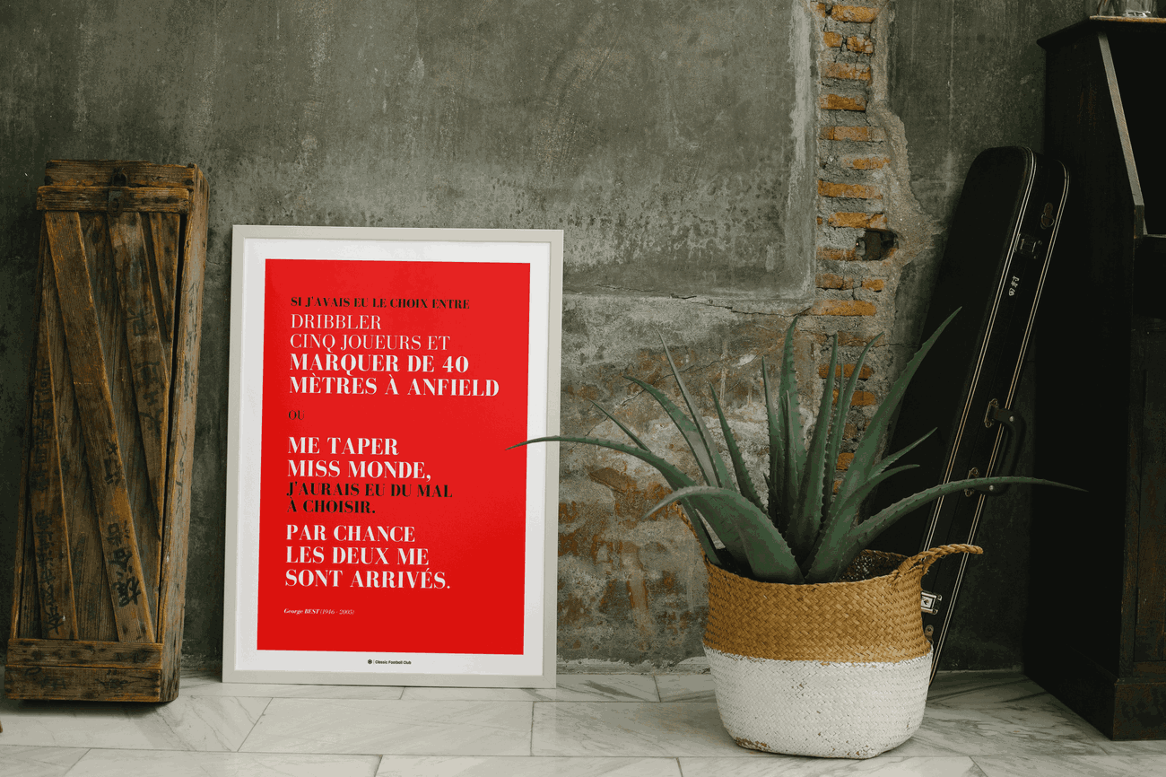 Image back Affiche citation Georges Best (VF) - Le 5ème Beatles - Foot nostalgie