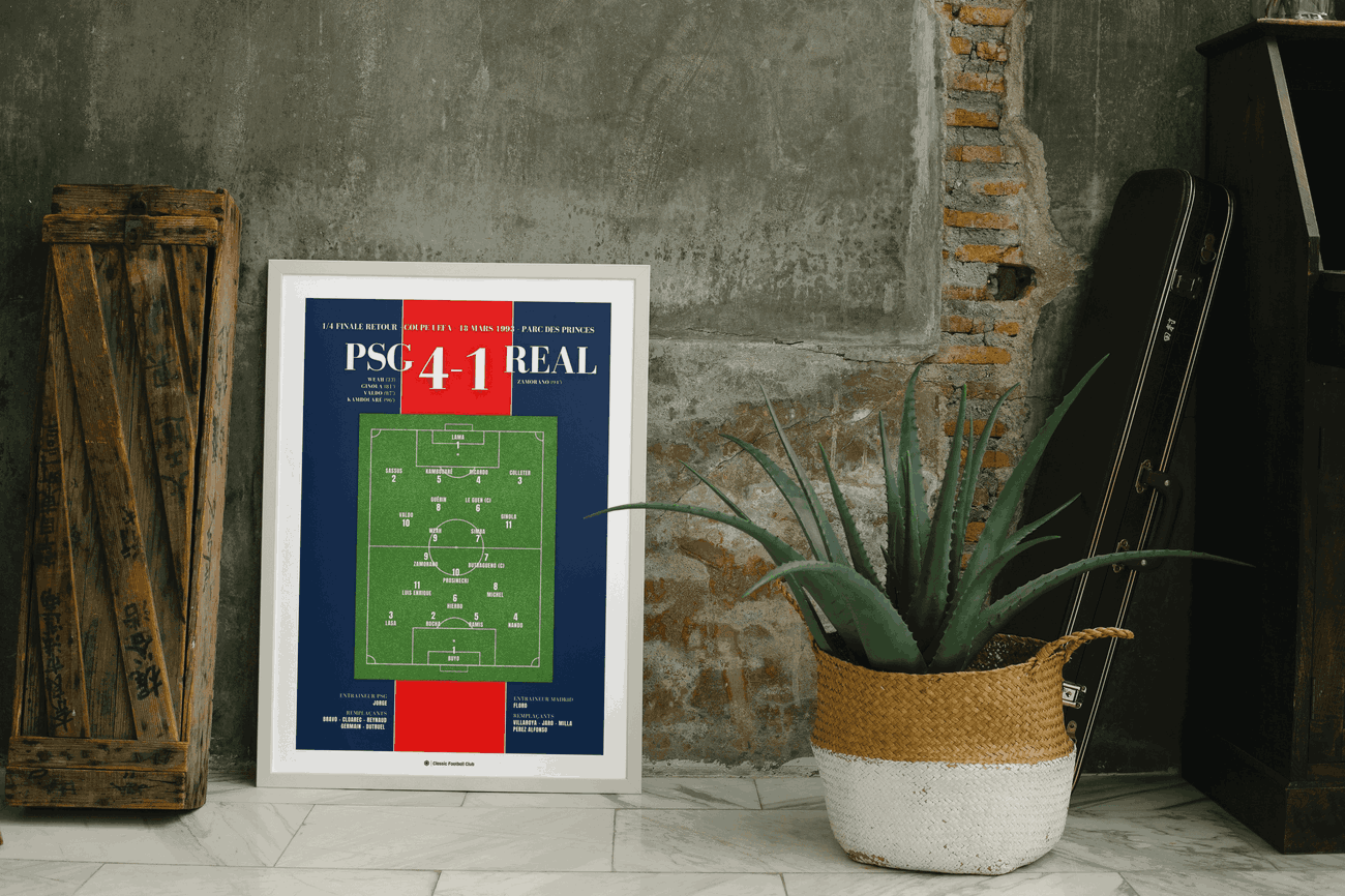 Image back Affiche souvenir match PSG vs Real Madrid 93 - Foot nostalgie