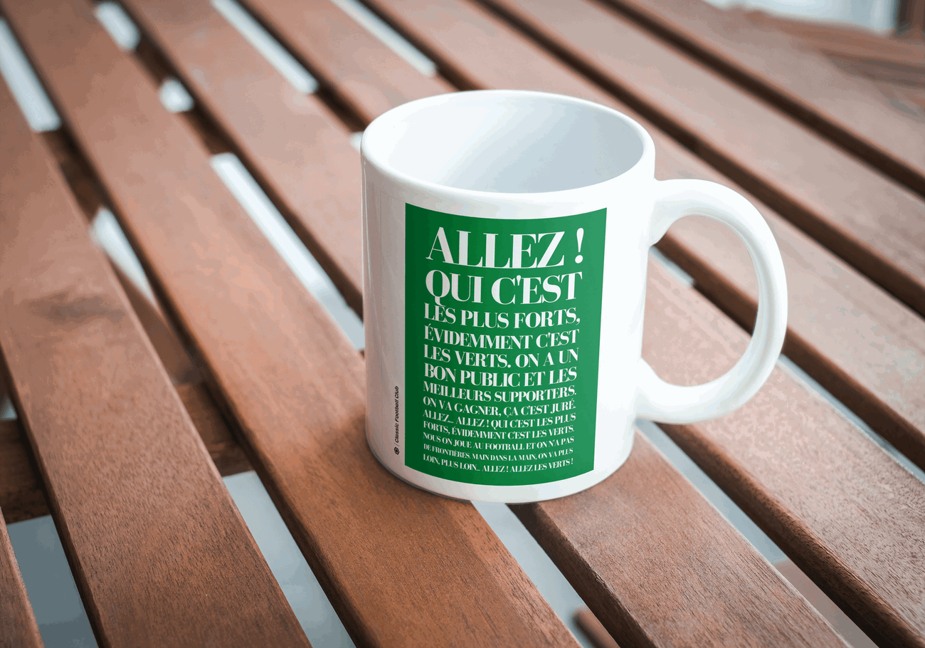 Image front Mug supporter ASSE - Chanson Allez les verts - Foot nostalgie