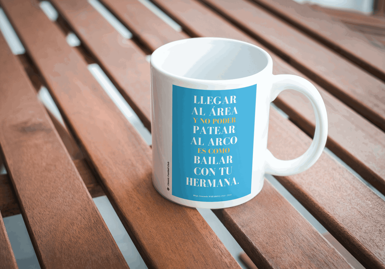Image front Mug phrase culte Diego Maradona - Bailar con su hermana - Foot nostalgie