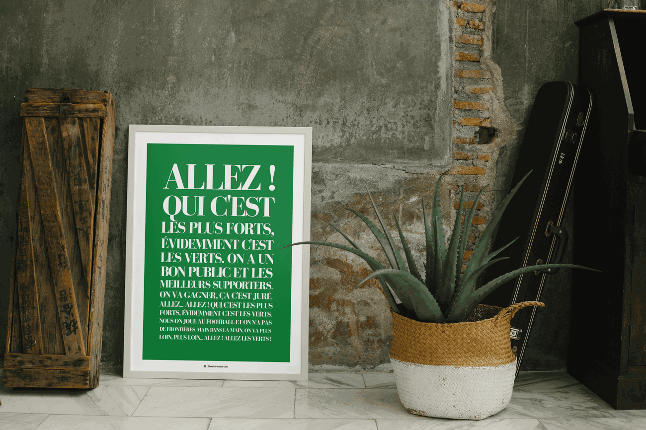 Image back Affiche déco - Chanson Allez les verts ♫♫♫ - Foot nostalgie 