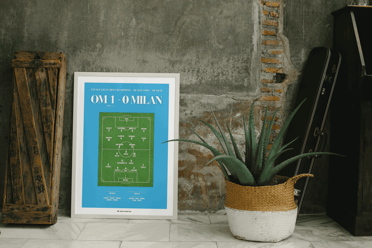 Image back Affiche souvenir match OM vs Milan AC 93 - Foot nostalgie