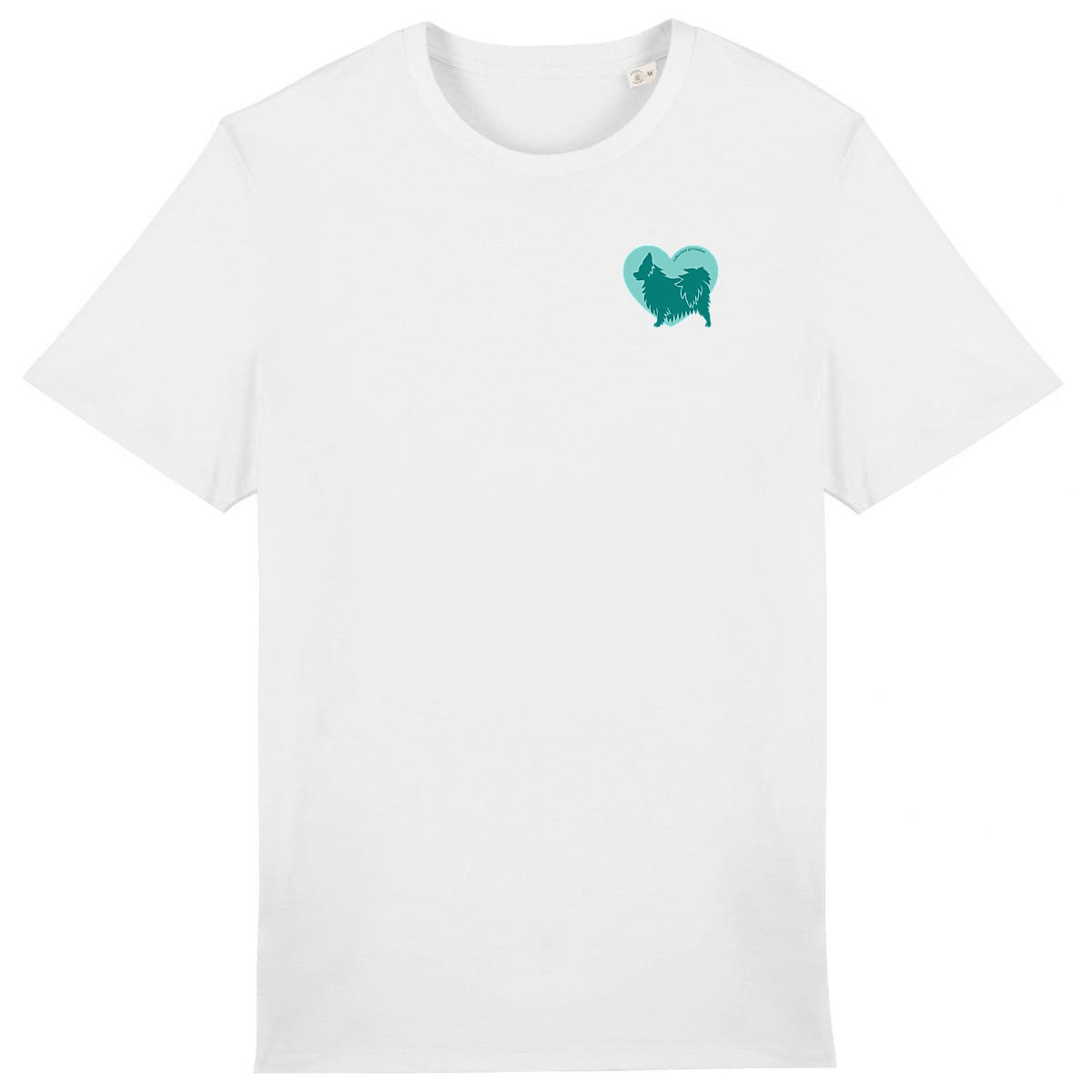 Image front T-Shirt BIO Cœur d'Épagneul Nain Continental Papillon - Couleur personnalisable