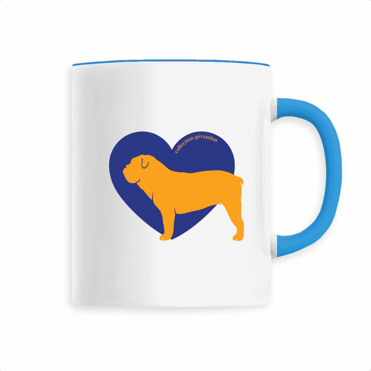 Image front Mug Cœur de Bouledogue Anglais - Couleur personnalisable