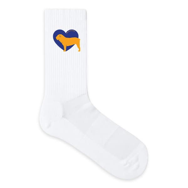 Image front Chaussettes Cœur de Bouledogue Anglais - Couleur personnalisable