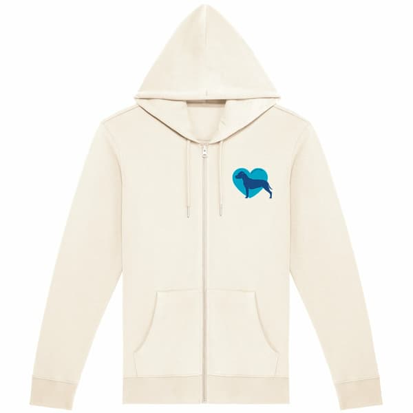 Image front Hoodie Zippé Cœur d'Amstaff - Couleur personnalisable