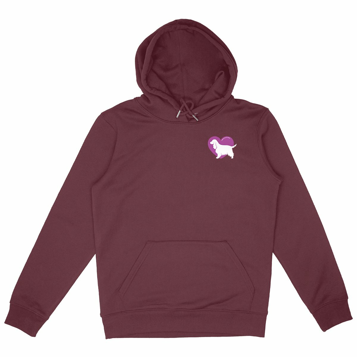 Image front Hoodie Cœur de Cocker Anglais - Couleur personnalisable