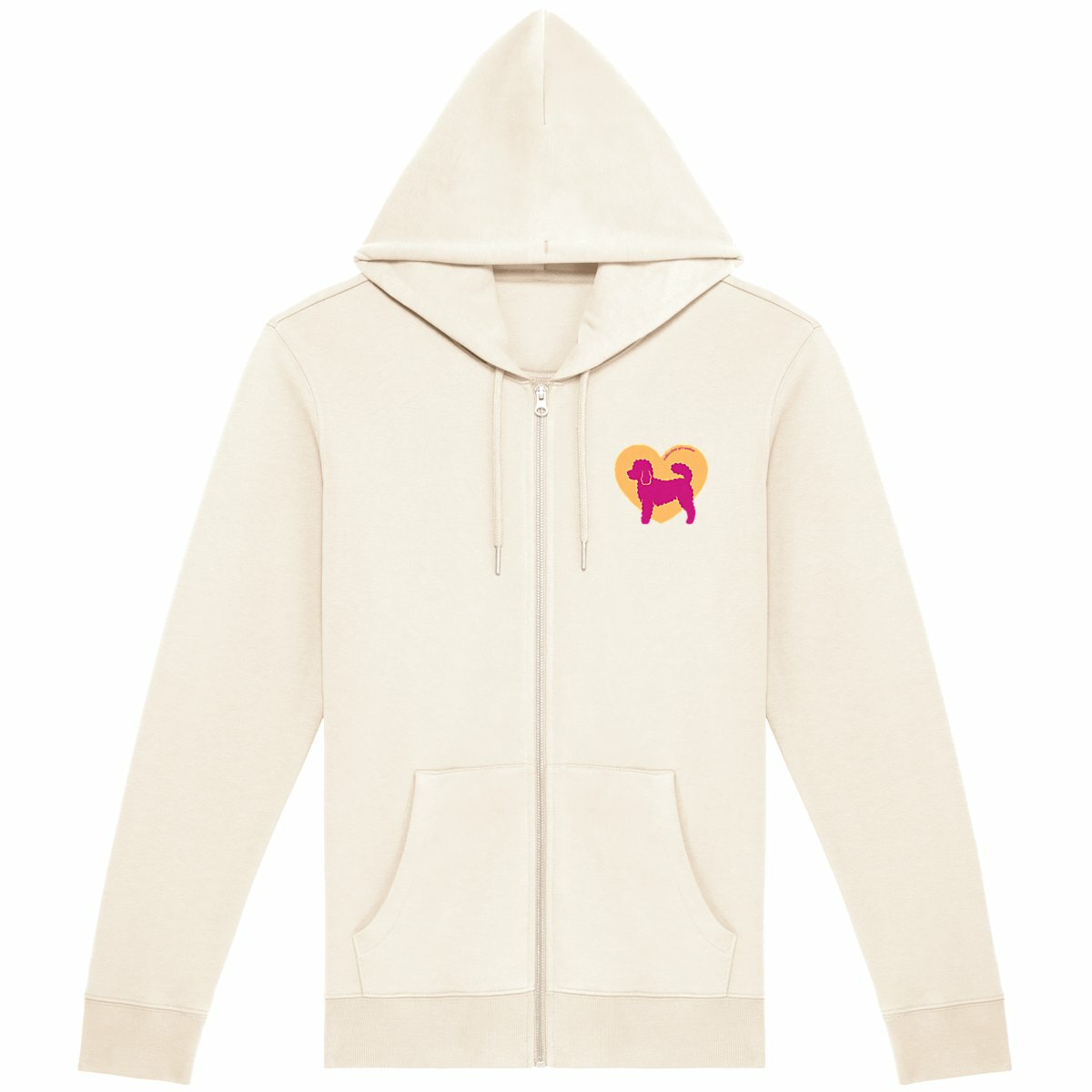 Image front Hoodie Zippé Cœur de Caniche Nain - Couleur personnalisable
