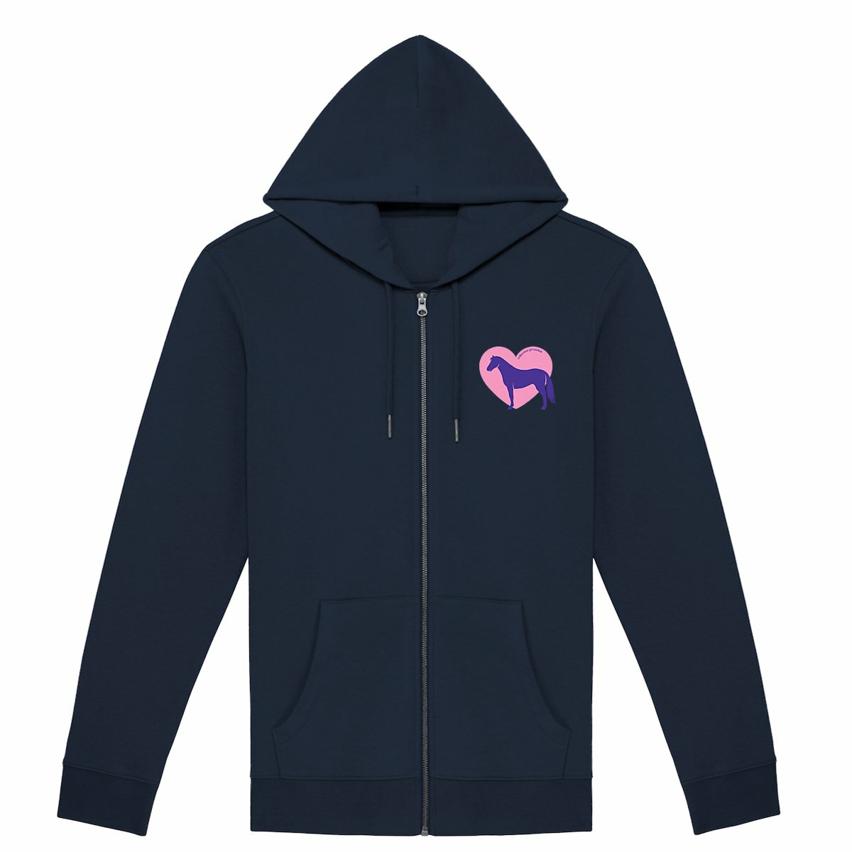 Image front Hoodie Zippé Cœur de Cheval - Couleur personnalisable
