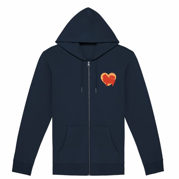 Image front Hoodie Zippé Cœur de Spitz - Couleur personnalisable