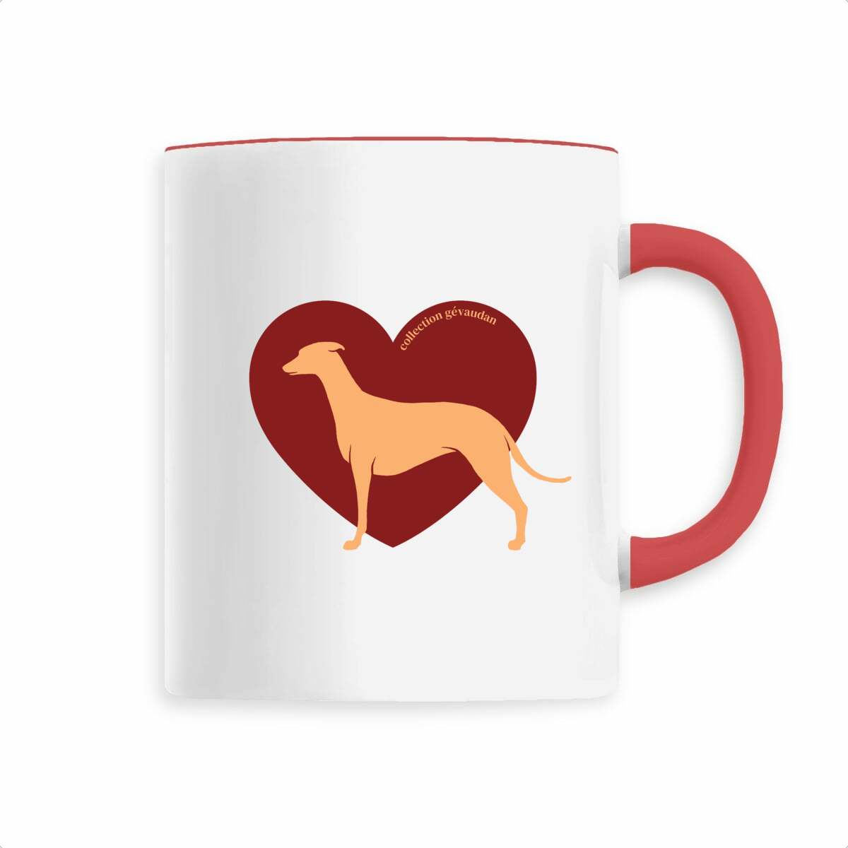 Image front Mug Cœur de Whippet - Couleur personnalisable