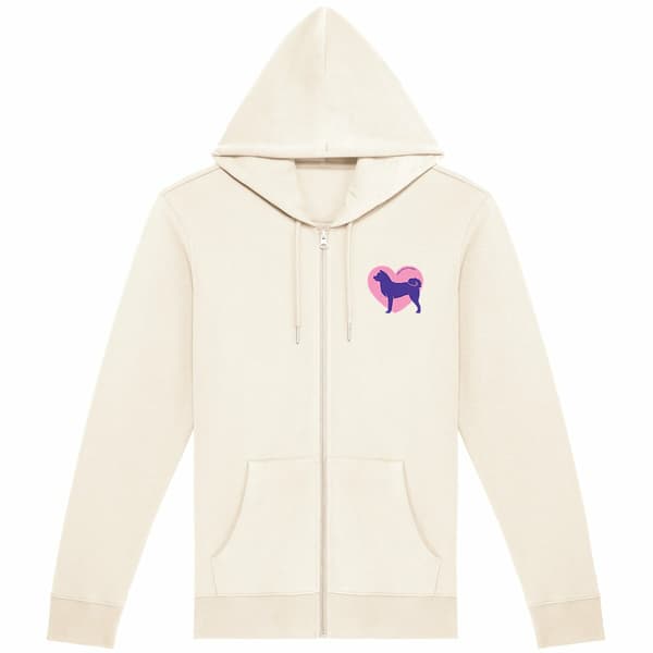 Image front Hoodie Zippé Cœur d'Akita Inu - Couleur personnalisable
