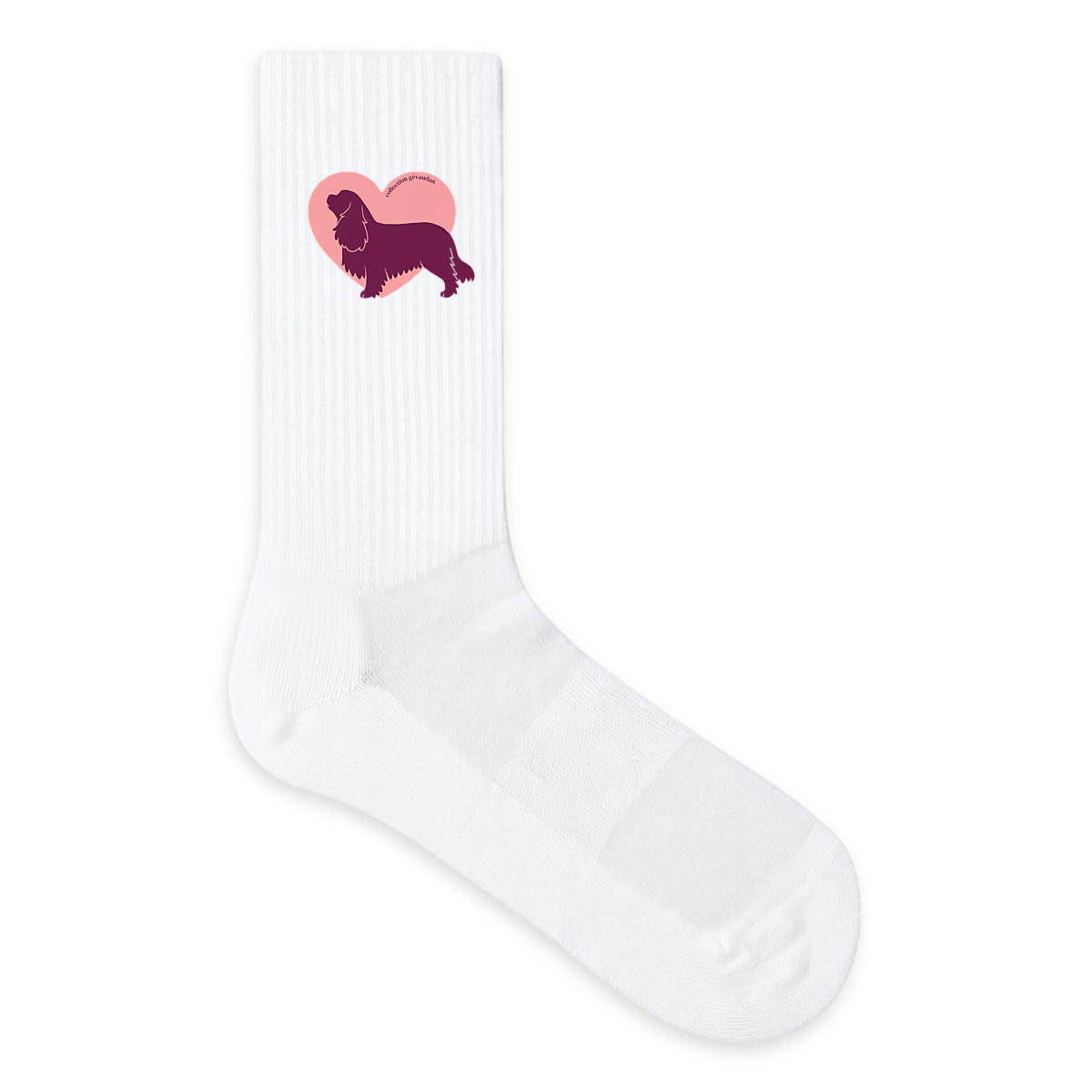 Image front Chaussettes Cœur de Cavalier King Charles - Couleur personnalisable