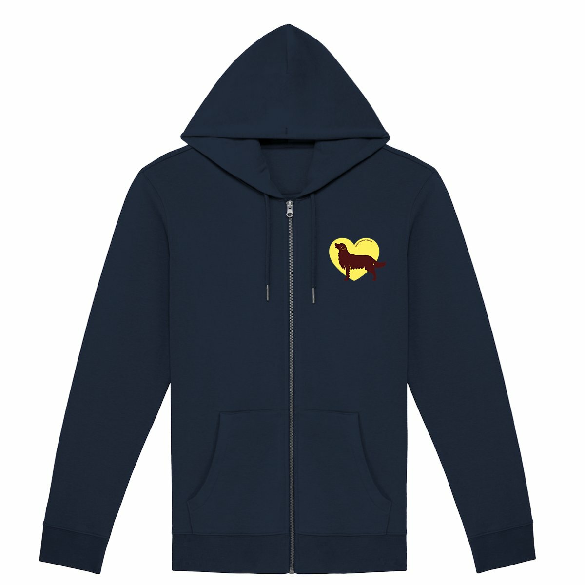 Image front Hoodie Zippé Cœur de Golden Retriever - Couleur personnalisable